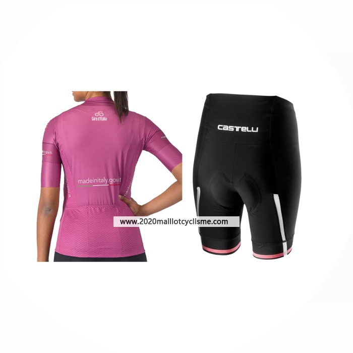 2024 Maillot Cyclisme Femme Giro d'Italia Violet Manches Courtes Et Cuissard